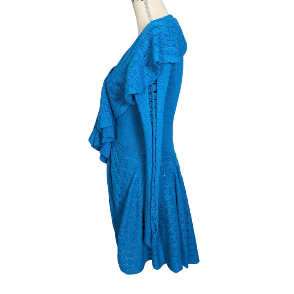 Blue Ruffled Women's Sweater - Picture 4 of 16